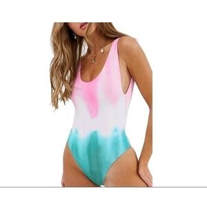VIMPUNEC Tie-Dye‎ One-Piece Swimsuits Low Back High Cut Monokini Tummy Control M